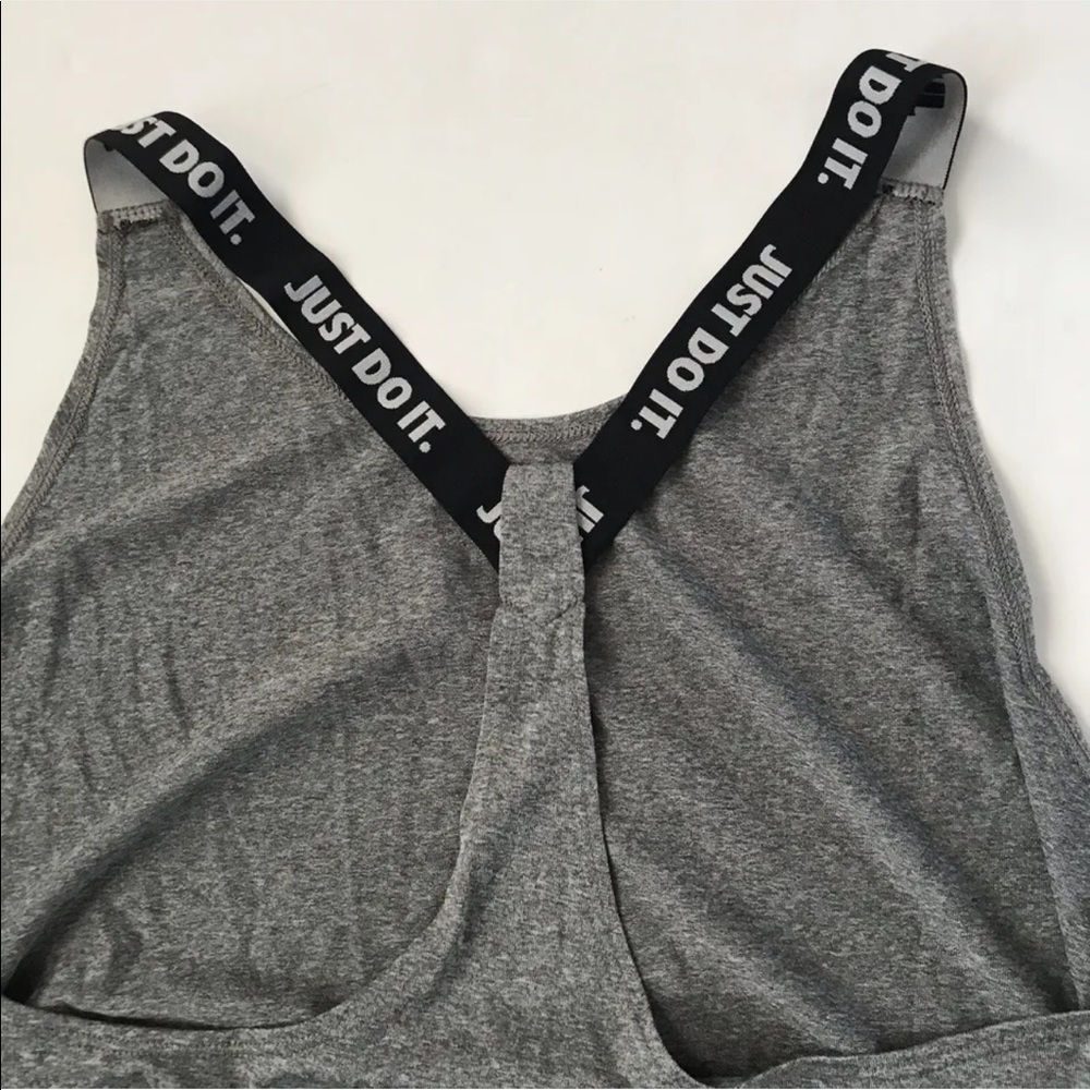 Nike Dri Fit Athletic Tank Top Logo Racer Stretch Straps Large Gray